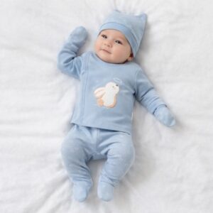 Erkek Bebek 3 Parça Hastane Çıkışı Takımı – %100 Pamuk, Yenidoğan Seti